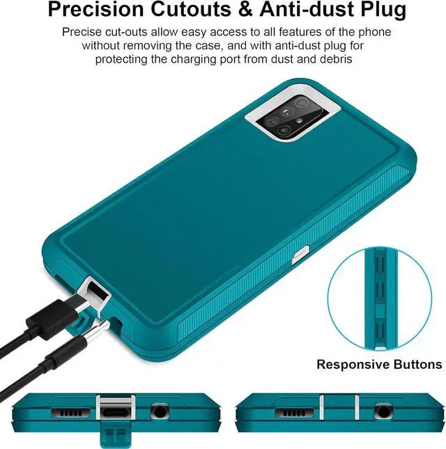 Alt view image 4 of 7 - Jelanry for Samsung A71 5G Case Heavy Duty Protective Shell [Not for A71 5G UW SM-716V] Shockproof Sports Anti-Scratches Cover Non-Slip Bumper Hybrid Phone Case for Samsung Galaxy A71 5G, Mint/White