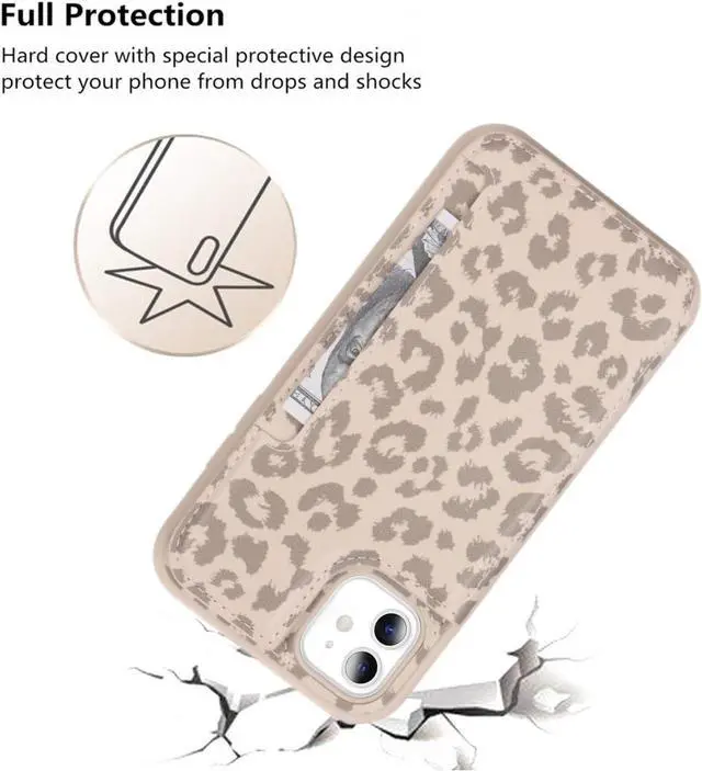 Alt view image 7 of 7 - iCoverCase Compatible with iPhone 11 Case with Card Holder, Wallet Phone Case for Women Men RFID Blocking PU Leather Protective Case 6.1 Inch (Beige Leopard)