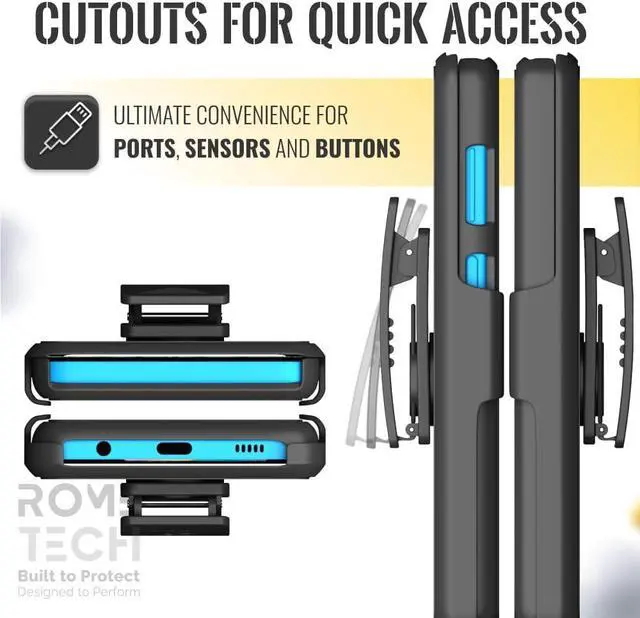 Alt view image 4 of 6 - Designed for Samsung Galaxy A12 Case with Belt Clip Holster - Kickstand Cover Phone Case - Black