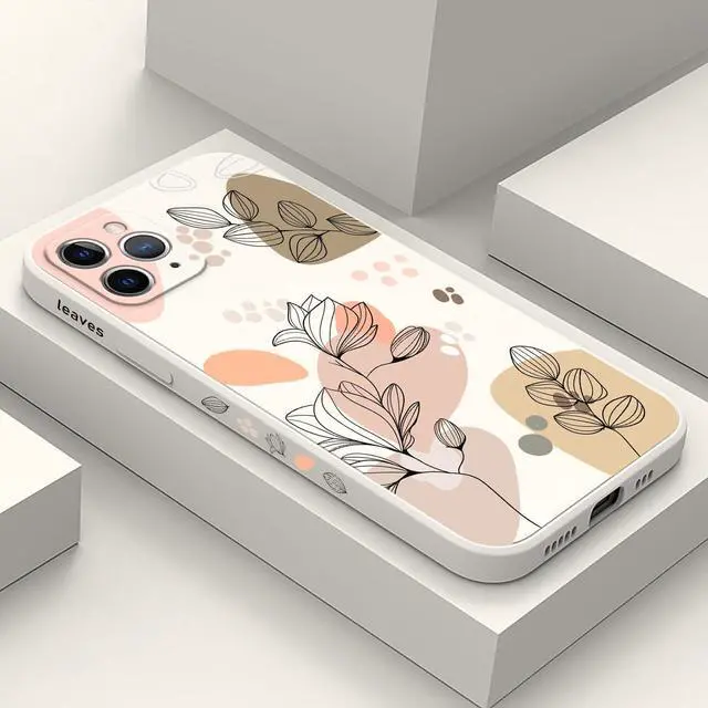 Main image of for iPhone 11 Pro Case, for iPhone 11 Pro Phone Case Side Creative Morandi Line Flower Design Prints Slim Soft Shockproof Cover Protective for iPhone Case 11 Pro-Morandi White