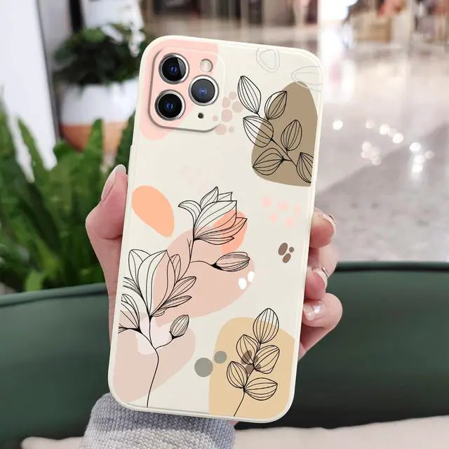 Alt view image 3 of 7 - for iPhone 11 Pro Case, for iPhone 11 Pro Phone Case Side Creative Morandi Line Flower Design Prints Slim Soft Shockproof Cover Protective for iPhone Case 11 Pro-Morandi White