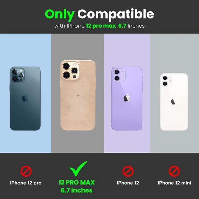 Alt view image 3 of 7 - Genuine Leather Case - Oil Waxed Full Grain Anti-Scratch Leather Case - Compatible with iPhone 12 Pro Max - Shockproof, Drop Proof, Protective Slim Case (12 Pro Max Clay)