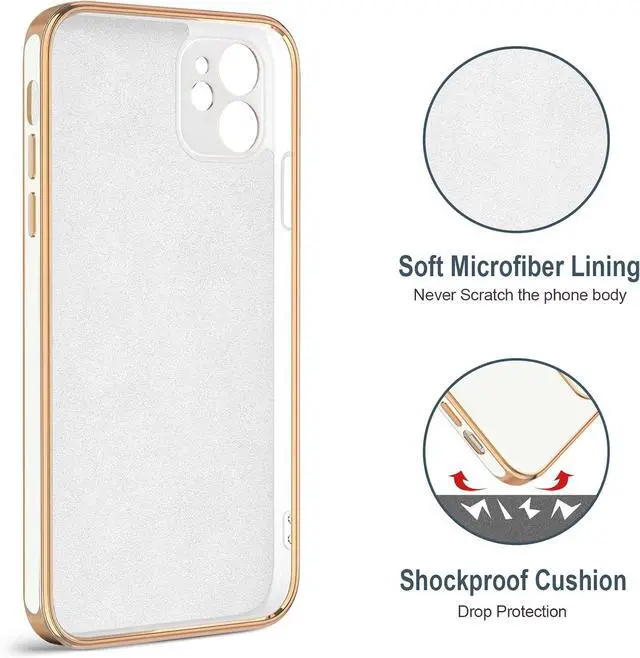 Alt view image 3 of 7 - Hython for iPhone 11 Case with Ring Stand [360°Rotatable Ring Holder Magnetic Kickstand] [Shiny Plated Rose Gold Edge] Slim Soft TPU Cover Luxury Protective Phone Case for Women Men, White