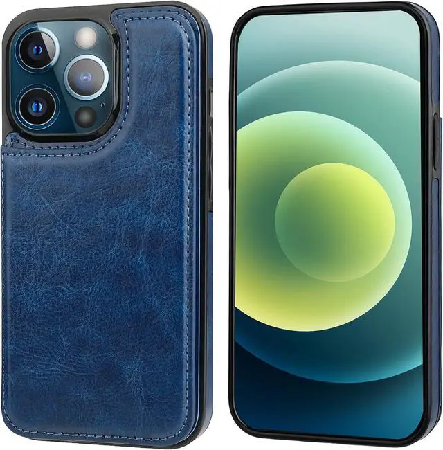 Alt view image 3 of 7 - ONETOP Compatible with iPhone 13 Pro Max Wallet Case with Card Holder,PU Leather Kickstand Card Slots Case, Double Magnetic Clasp and Durable Shockproof Cover 6.7 Inch(Blue)