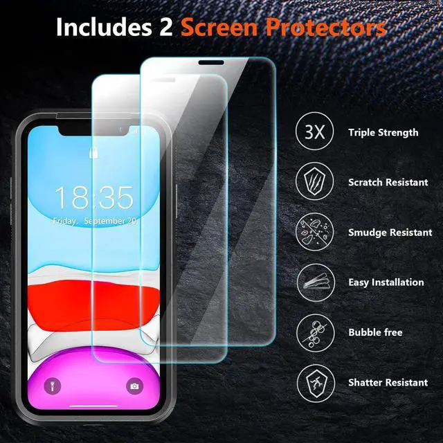 Alt view image 5 of 7 - SPIDERCASE Shockproof for iPhone 11 Case,[10 FT Military Grade Drop Protection],with 2 pcs[Tempered Glass Screen Protector+Camera Lens Protector] Heavy Duty Full-Body Protective Phone Case, Black