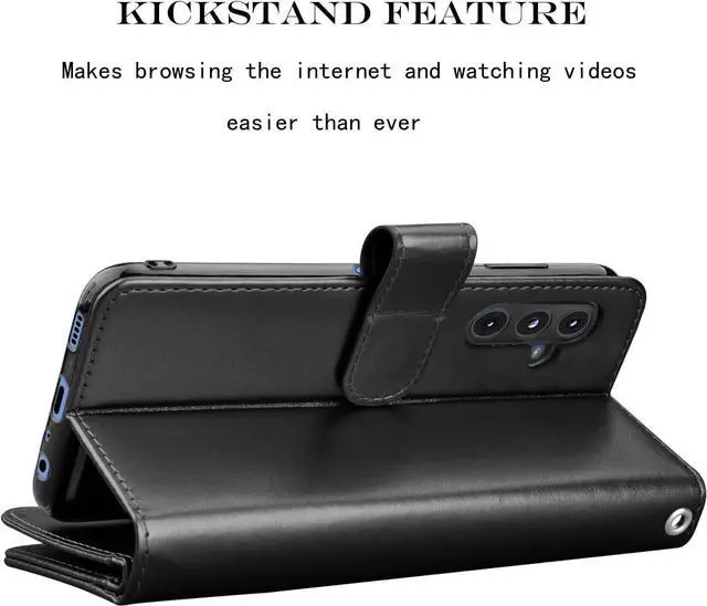 Alt view image 5 of 7 - Njjex Galaxy A15 5G Case, for Samsung Galaxy A15 5G Wallet Case, [9 Card Slots] PU Leather ID Credit Holder Folio Flip [Detachable] Kickstand Magnetic Phone Cover & Lanyard for Samsung A15 [Black]