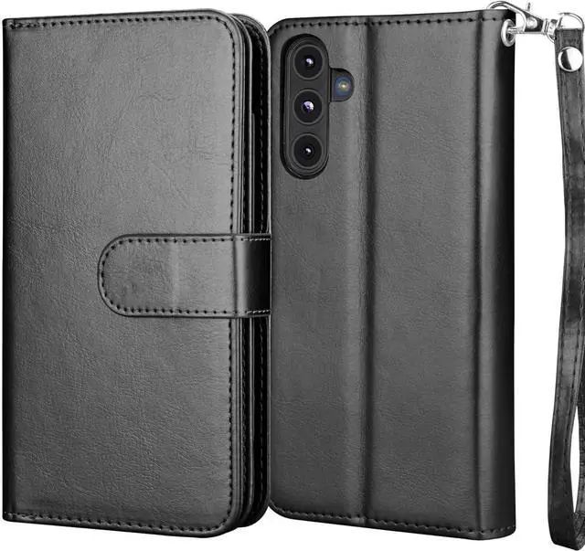 Alt view image 7 of 7 - Njjex Galaxy A15 5G Case, for Samsung Galaxy A15 5G Wallet Case, [9 Card Slots] PU Leather ID Credit Holder Folio Flip [Detachable] Kickstand Magnetic Phone Cover & Lanyard for Samsung A15 [Black]