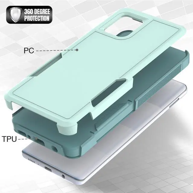 Alt view image 3 of 7 - Jeylly for Galaxy A42 5G Case, Military-Grade Drop Protection, Shock-Absorbing Air-Guard Corners Hard Matte Back Silicone Defense Bumper Designed for Samsung A42 5G Phone Case, Turquoise