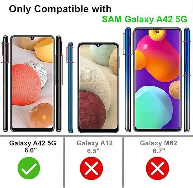 Alt view image 2 of 7 - Jeylly for Galaxy A42 5G Case, Military-Grade Drop Protection, Shock-Absorbing Air-Guard Corners Hard Matte Back Silicone Defense Bumper Designed for Samsung A42 5G Phone Case, Turquoise