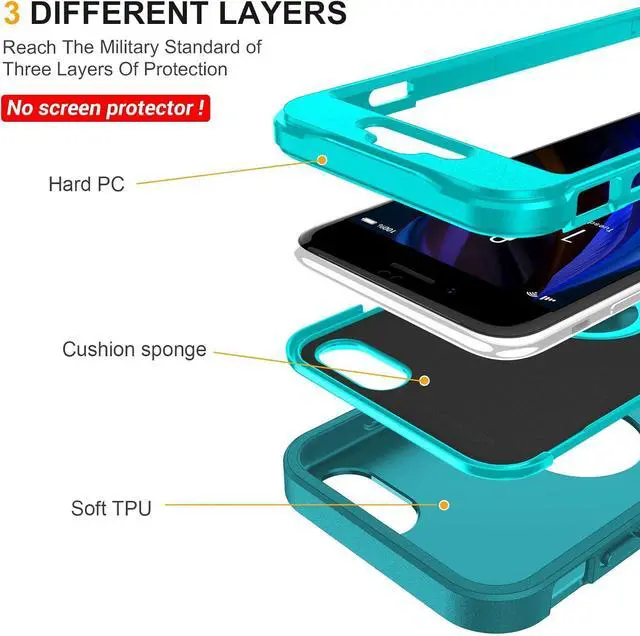 Alt view image 5 of 7 - for iPhone SE Case 2022/2020,iPhone 8/7 [Shockproof] [Dropproof] [Dust-Proof] [Military Grade Drop Tested] with Non-Slip Removable iPhone SE 2022 Case 4.7 Inch-Light Blue+Green