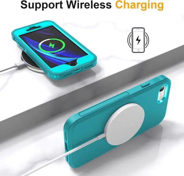 Alt view image 7 of 7 - for iPhone SE Case 2022/2020,iPhone 8/7 [Shockproof] [Dropproof] [Dust-Proof] [Military Grade Drop Tested] with Non-Slip Removable iPhone SE 2022 Case 4.7 Inch-Light Blue+Green