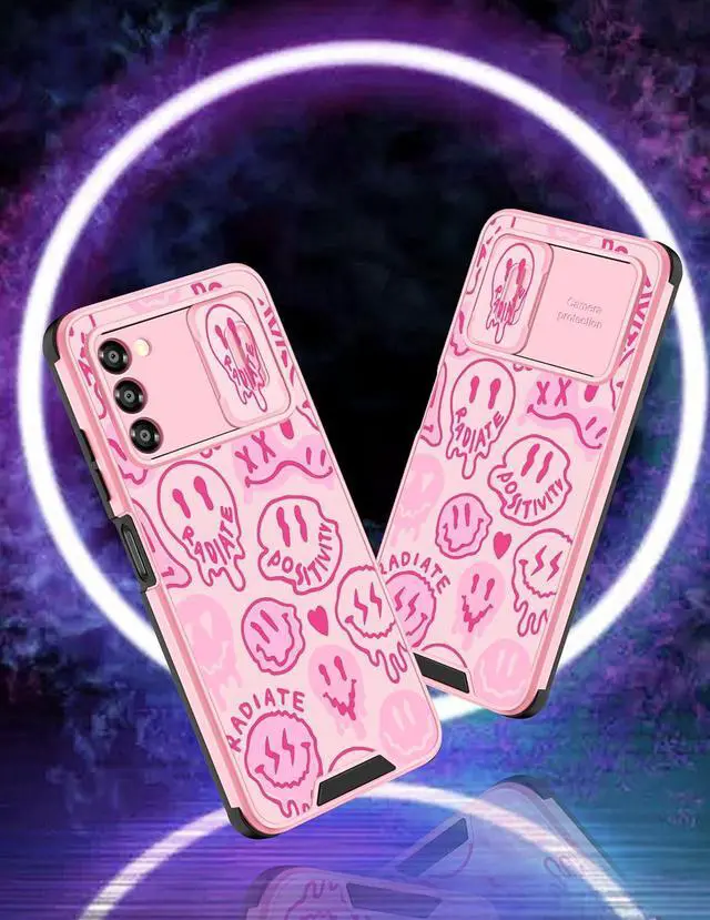 Alt view image 4 of 6 - Goocrux for Samsung Galaxy A03S Case Face for Girls Women Kawaii Cute Girly Phone Cover Preppy Smile Unique Design Aesthetic with Slide Camera Cover Teens Cases for Galaxy A03S 5G 6.5 inch