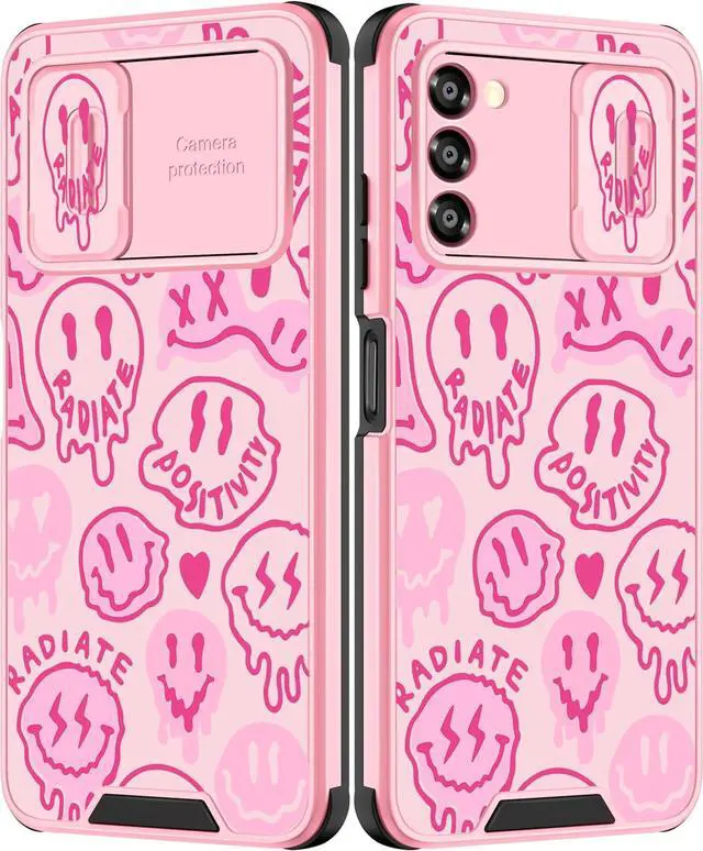 Main image of Goocrux for Samsung Galaxy A03S Case Face for Girls Women Kawaii Cute Girly Phone Cover Preppy Smile Unique Design Aesthetic with Slide Camera Cover Teens Cases for Galaxy A03S 5G 6.5 inch
