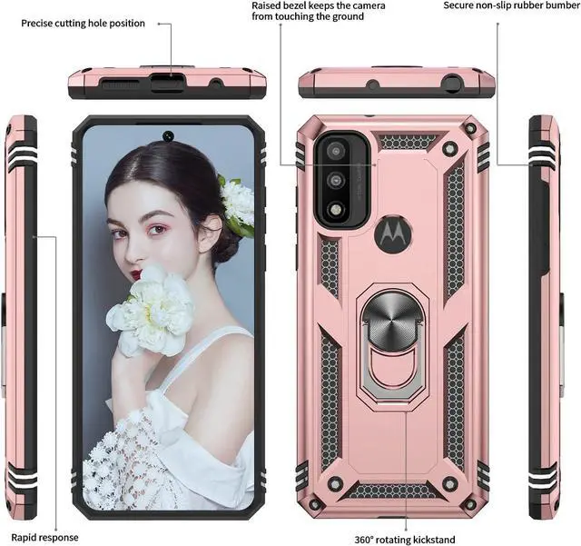 Alt view image 3 of 7 - LeYi for Motorola Moto G Play 2023 Phone Case, Moto G Pure/G Power Case 2022 with 2 Pcs Tempered Glass Screen Protector, Military-Grade Protective Motorola G Play 2023 Case with Kickstand, Rose Gold