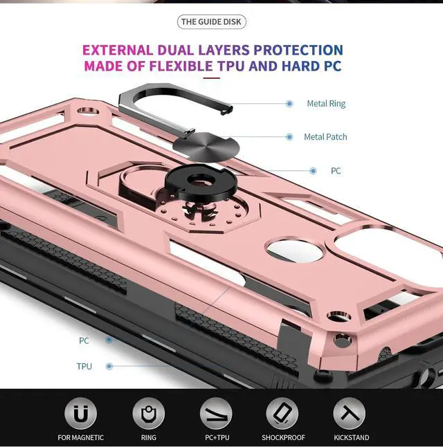 Alt view image 5 of 7 - LeYi for Motorola Moto G Play 2023 Phone Case, Moto G Pure/G Power Case 2022 with 2 Pcs Tempered Glass Screen Protector, Military-Grade Protective Motorola G Play 2023 Case with Kickstand, Rose Gold