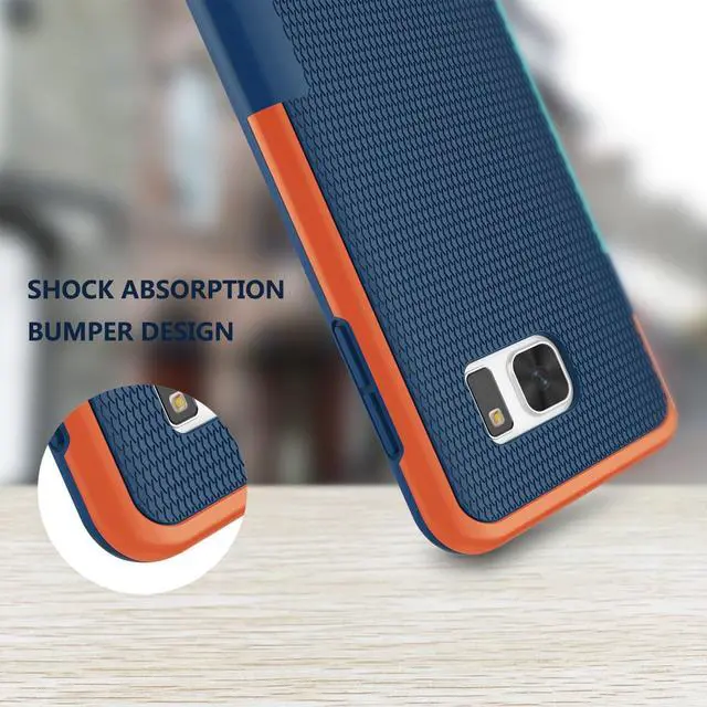 Alt view image 3 of 7 - Galaxy S7 Case, Jeylly [3 Color] Slim Hybrid Impact Rugged Soft TPU & Hard PC Bumper Shockproof Protective Anti-Slip Case Cover Shell for Samsung Galaxy S7 S VII G930 GS7 - Blue