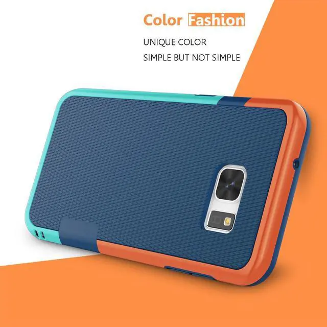 Alt view image 4 of 7 - Galaxy S7 Case, Jeylly [3 Color] Slim Hybrid Impact Rugged Soft TPU & Hard PC Bumper Shockproof Protective Anti-Slip Case Cover Shell for Samsung Galaxy S7 S VII G930 GS7 - Blue