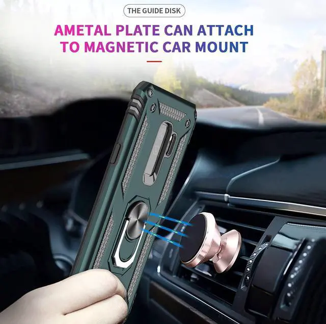 Alt view image 4 of 7 - LeYi for Galaxy S9 Plus Phone Case, Samsung Galaxy S9 Plus Case with [2 Pack] 3D Curved Screen Protector for Men Women, [Military-Grade] Ring Kickstand Protective Case for Galaxy S9 Plus, Green