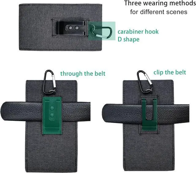 Alt view image 4 of 7 - One Case Two Phones, Dual Phone Holster Pouch with Belt Clip, Hook and Loop Closure for iPhone 16 15 14 13 12 Pro Max, Moto G15,Edge 50,Galaxy Note 20 Ultra, S25 Ultra S24+A56-Black