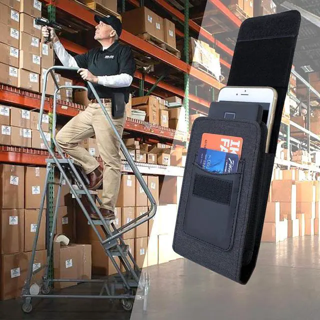 Alt view image 6 of 7 - One Case Two Phones, Dual Phone Holster Pouch with Belt Clip, Hook and Loop Closure for iPhone 16 15 14 13 12 Pro Max, Moto G15,Edge 50,Galaxy Note 20 Ultra, S25 Ultra S24+A56-Black