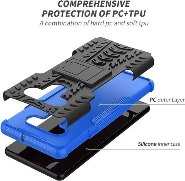 Alt view image 3 of 6 - Yiakeng for LG Stylo 6 Phone Case, Stylo 6 Phone Case with HD Screen Protector, Shockproof Silicone Protective with Kickstand Hard Phone Cover for LG Stylo 6 (Blue)