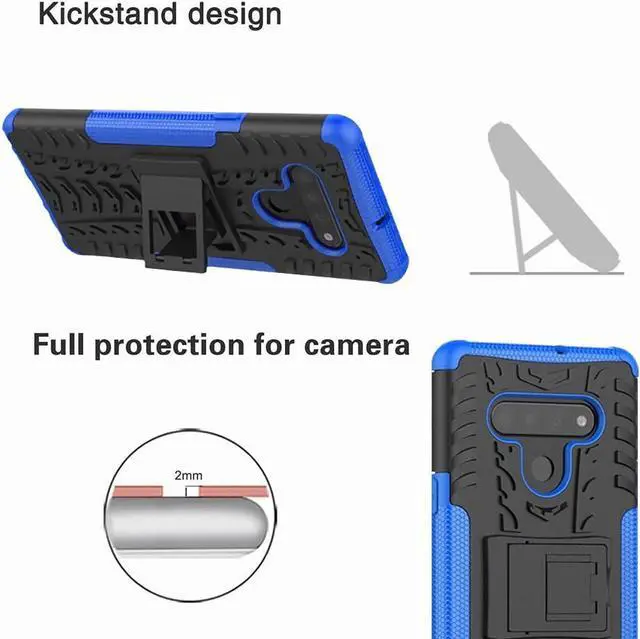 Alt view image 4 of 6 - Yiakeng for LG Stylo 6 Phone Case, Stylo 6 Phone Case with HD Screen Protector, Shockproof Silicone Protective with Kickstand Hard Phone Cover for LG Stylo 6 (Blue)