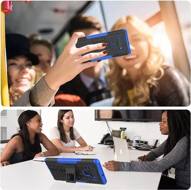 Alt view image 5 of 6 - Yiakeng for LG Stylo 6 Phone Case, Stylo 6 Phone Case with HD Screen Protector, Shockproof Silicone Protective with Kickstand Hard Phone Cover for LG Stylo 6 (Blue)