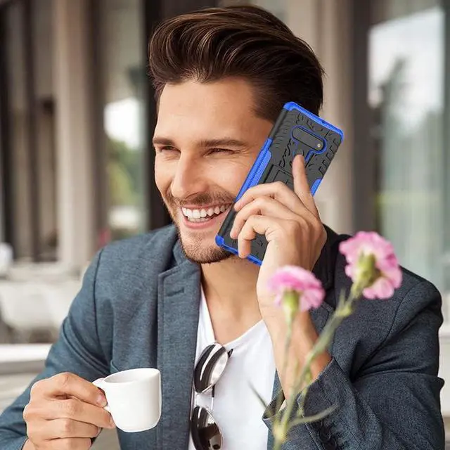 Alt view image 6 of 6 - Yiakeng for LG Stylo 6 Phone Case, Stylo 6 Phone Case with HD Screen Protector, Shockproof Silicone Protective with Kickstand Hard Phone Cover for LG Stylo 6 (Blue)