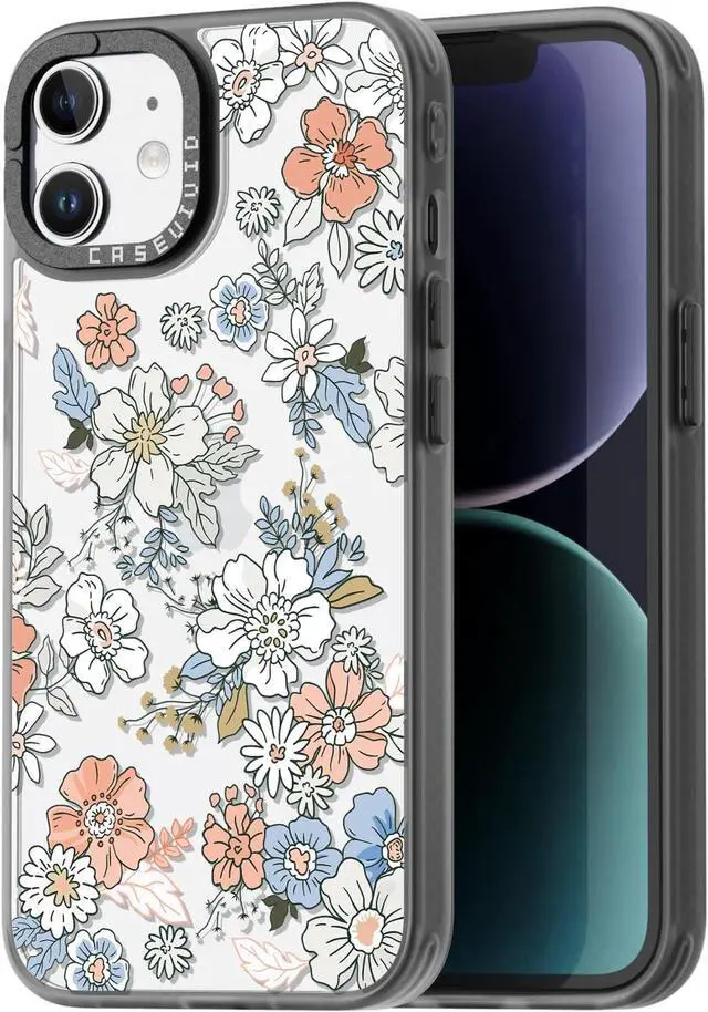 Main image of Compatible for iPhone 11 Case Cute Aesthetic - Durable Fashion Funny Phone Case - Girly Lovely Flower Pattern Print Cover Design for Woman Girl 6.1 inches Black