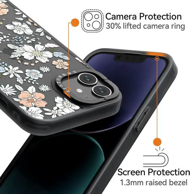 Alt view image 3 of 7 - Compatible for iPhone 11 Case Cute Aesthetic - Durable Fashion Funny Phone Case - Girly Lovely Flower Pattern Print Cover Design for Woman Girl 6.1 inches Black