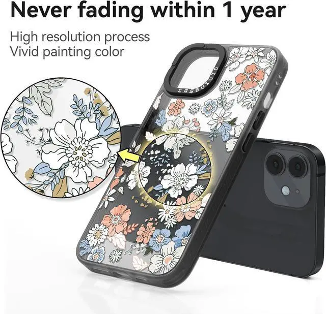 Alt view image 4 of 7 - Compatible for iPhone 11 Case Cute Aesthetic - Durable Fashion Funny Phone Case - Girly Lovely Flower Pattern Print Cover Design for Woman Girl 6.1 inches Black
