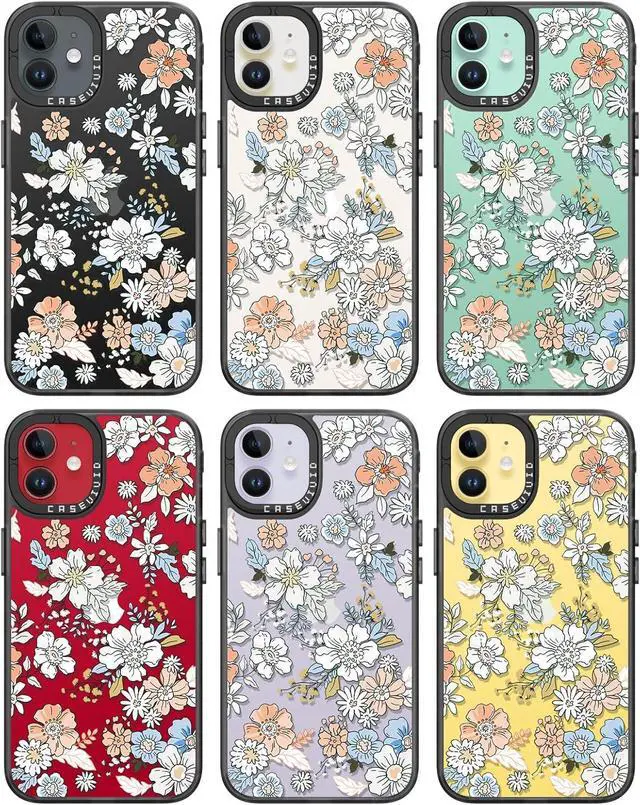 Alt view image 7 of 7 - Compatible for iPhone 11 Case Cute Aesthetic - Durable Fashion Funny Phone Case - Girly Lovely Flower Pattern Print Cover Design for Woman Girl 6.1 inches Black