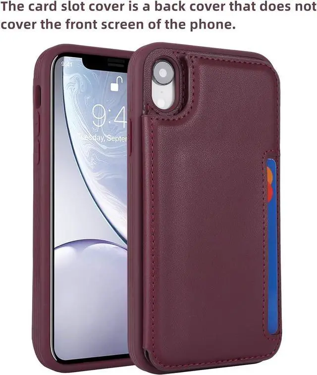 Alt view image 3 of 7 - iCoverCase Compatible with iPhone XR Case with Card Holder, Wallet Phone Case for Women Men RFID Blocking PU Leather Protective Case 6.1 Inch (Wine Red)