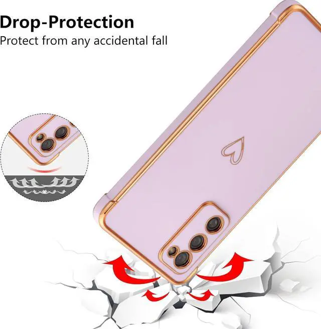 Alt view image 3 of 7 - ZTOFERA Case for Samsung Galaxy S20 FE 5G,Cute Plating Edge Love Hearts Pattern with Camera Lens Protection Phone Case for Galaxy S20 FE 6.5",Purple