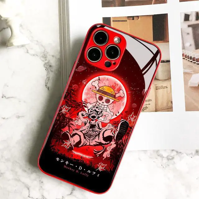 Alt view image 3 of 7 - Japanese Anime Anti-Drop Color Soft Silicone Protective Shell Manga Pattern Tempered Glass Covers Multicolor Phone Cases (Red, Gear 5 Nika JoyBoy, for iPhone 14)