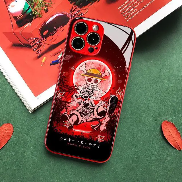 Alt view image 4 of 7 - Japanese Anime Anti-Drop Color Soft Silicone Protective Shell Manga Pattern Tempered Glass Covers Multicolor Phone Cases (Red, Gear 5 Nika JoyBoy, for iPhone 14)