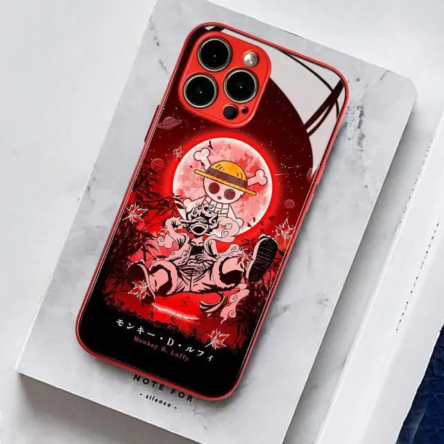 Alt view image 5 of 7 - Japanese Anime Anti-Drop Color Soft Silicone Protective Shell Manga Pattern Tempered Glass Covers Multicolor Phone Cases (Red, Gear 5 Nika JoyBoy, for iPhone 14)