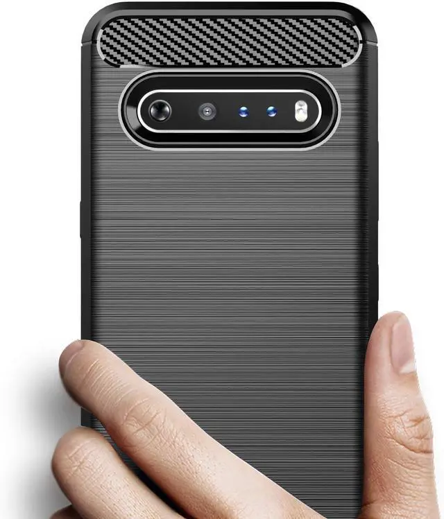 Alt view image 3 of 7 - Osophter for LG V60 ThinQ Case,LG V60 Case Shock-Absorption Flexible TPU Rubber Full-Body Protective Phone Cover for LG V60 ThinQ(Black)