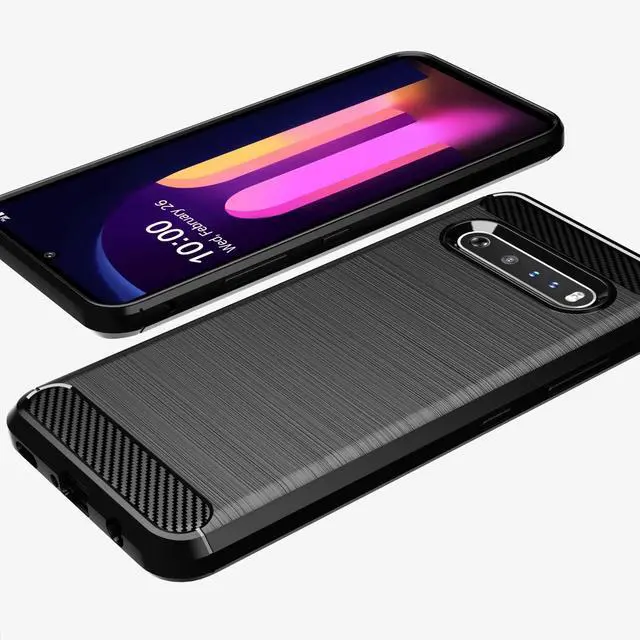Alt view image 4 of 7 - Osophter for LG V60 ThinQ Case,LG V60 Case Shock-Absorption Flexible TPU Rubber Full-Body Protective Phone Cover for LG V60 ThinQ(Black)