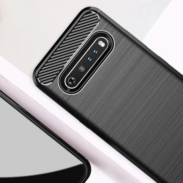 Alt view image 5 of 7 - Osophter for LG V60 ThinQ Case,LG V60 Case Shock-Absorption Flexible TPU Rubber Full-Body Protective Phone Cover for LG V60 ThinQ(Black)