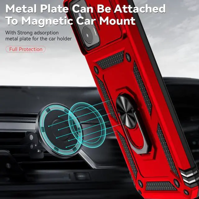 Alt view image 3 of 7 - for Moto G 5G 2023 Case with Slide Camera Cover HD Screen Protector [Military Grade 16ft. Drop Tested] Magnetic Ring Holder Kickstand Protective Phone Case for Motorola Moto G 5G 2023, Red