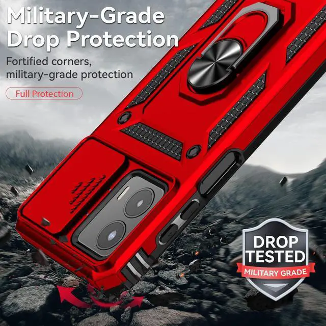 Alt view image 5 of 7 - for Moto G 5G 2023 Case with Slide Camera Cover HD Screen Protector [Military Grade 16ft. Drop Tested] Magnetic Ring Holder Kickstand Protective Phone Case for Motorola Moto G 5G 2023, Red
