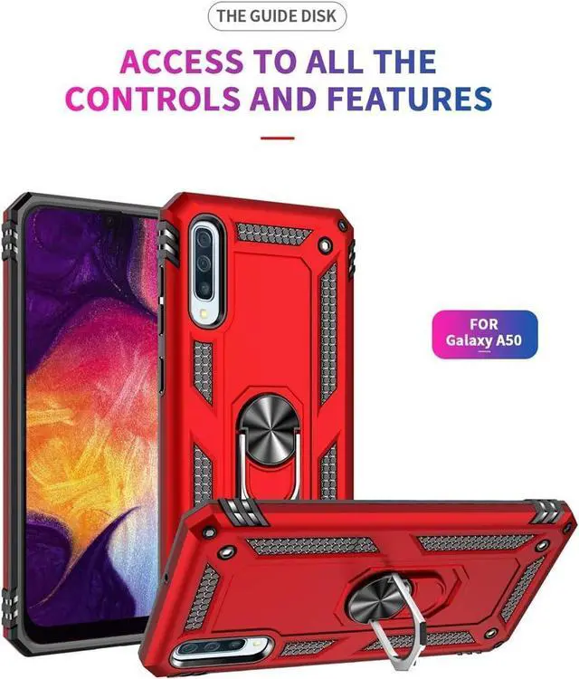 Alt view image 2 of 7 - Military Grade Drop Impact for Samsung Galaxy A50 Case 360 Metal Rotating Ring Kickstand Holder Magnetic Car Mount Armor Heavy Duty Shockproof Case Galaxy A50/A50s/A30s Phone Case (Blue)