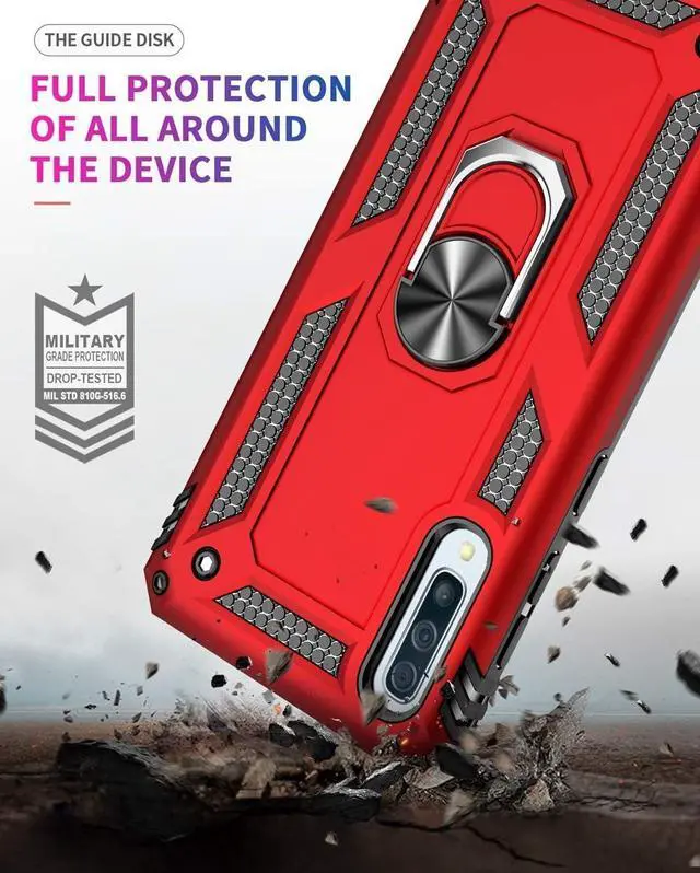 Alt view image 4 of 7 - Military Grade Drop Impact for Samsung Galaxy A50 Case 360 Metal Rotating Ring Kickstand Holder Magnetic Car Mount Armor Heavy Duty Shockproof Case Galaxy A50/A50s/A30s Phone Case (Blue)