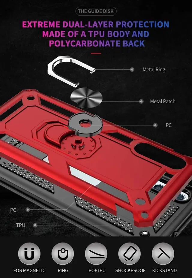 Alt view image 6 of 7 - Military Grade Drop Impact for Samsung Galaxy A50 Case 360 Metal Rotating Ring Kickstand Holder Magnetic Car Mount Armor Heavy Duty Shockproof Case Galaxy A50/A50s/A30s Phone Case (Blue)
