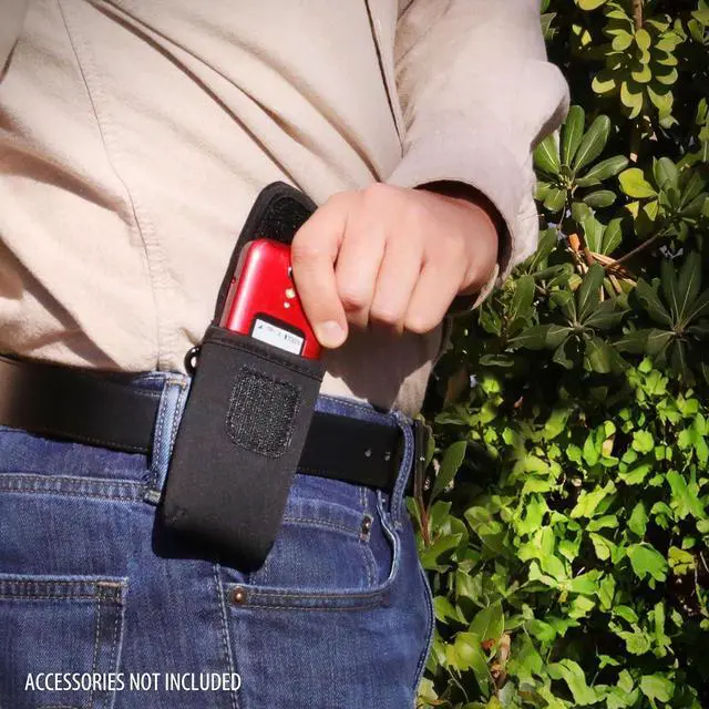 Alt view image 3 of 7 - USA Gear Flip Phone Belt Case Compatible with Jitterbug 2, Alcatel GO, Nokia 2780, Tracfone TCL 2, Artfone G3 and more - Neoprene Flip Phone Pouch, Belt Loop, Carabiner Clip, Easy Access Hook and Loop