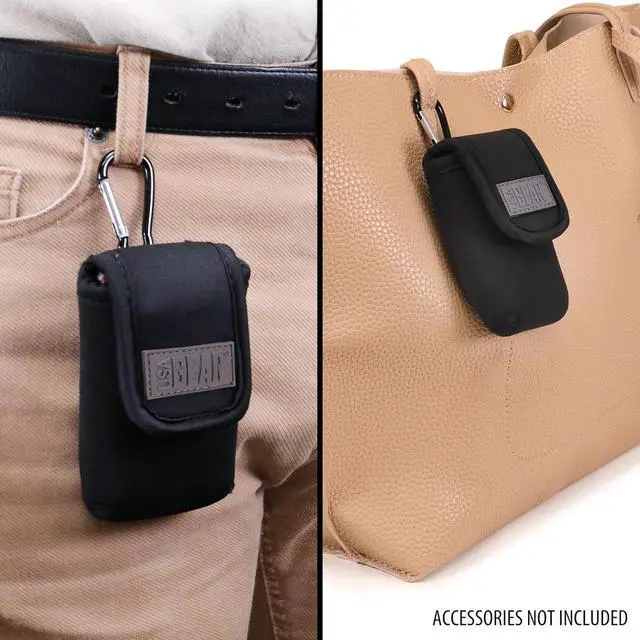 Alt view image 5 of 7 - USA Gear Flip Phone Belt Case Compatible with Jitterbug 2, Alcatel GO, Nokia 2780, Tracfone TCL 2, Artfone G3 and more - Neoprene Flip Phone Pouch, Belt Loop, Carabiner Clip, Easy Access Hook and Loop