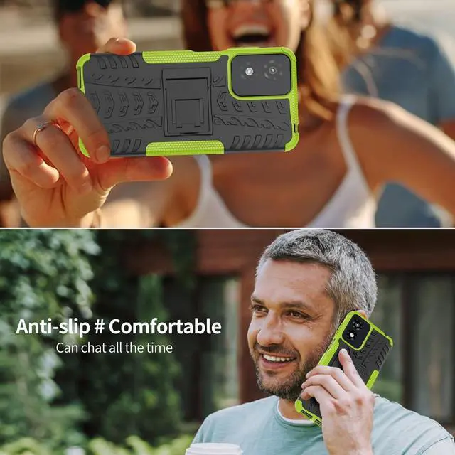 Alt view image 5 of 7 - for Moto G Play 2024 Case with 2 Pack Screen Protector,Military Grade Shockproof, Heavy Duty Robust Bumper Cover with Kickstand for Motorola G Play 2024 Phone Green