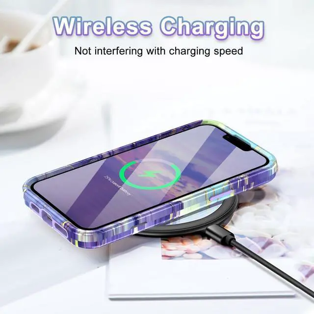 Alt view image 6 of 7 - CASEFIV Compatible with iPhone 13 Case, Marble Pattern 3 in 1 Heavy Duty Shockproof Full Body Rugged Hard PC+Soft Silicone Drop Protective Girls Women Cover for iPhone 13 6.1 inch 2021, Cobalt Violet