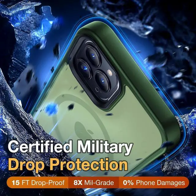 Alt view image 3 of 7 - Strong Magnetic Case for iPhone 12 Pro Max [Compatible with MagSafe] Protective Shockproof Cover Phone Case for iPhone 12 Pro Max 6.7" Matte Green